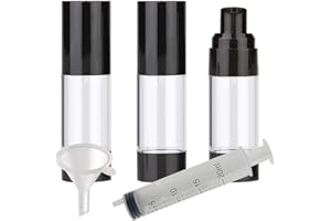 PQPAUTY TIANZD 3 Stück 30ml Leer Airless Pumpspender Kosmetik Creme Spender Pumpflasche Kunststoff Vakuum Cremespender Transparente/Schwarz Reise Spenderflasche zum Befüllen Flasche für Gel Shampoo Lotion