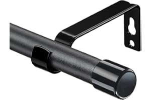 INFLATION Gardinenstangen mit schwarzer Endkappe 76-157 cm, mattschwarze Gardinenstange mit Halterungen Set Fensterstangen für Wohnzimmer & Außenbereich