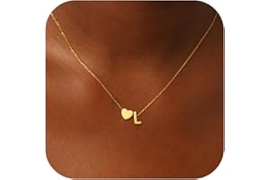 RMMD Kette Gold Silber Damen - 18K Gold/Weißgold Vergoldet Herz Goldkette mit Buchstaben Kette Damen Halskette Schmuck Personalisierte Geschenk für Frauen Mädchen Freundin