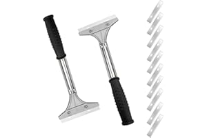 XDGBGFN 2 PCS Heavy Duty Wall Scraper Tool with 10 Replace Accessories,Non-Slip Soft Grip Removal of Wallpaper and Stubborn Materials for Home Renovation (Silvery scrappers&2)