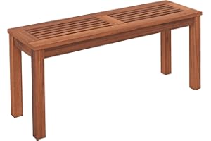 KOMFOTTEU Banc de Jardin pour 2 Personnes, Banc d'Extérieur en Bois Massif, Charge de 150kg, Siège à Lattes, Meuble de Siège pour Balcon, Terrasse, Patio, 100 x 30,5 x 47 cm, Naturel (1)