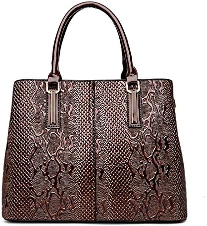Panzexin Classic Fashion Women Snakeskin Pattern Handbag Shoulder Bag Lady top Handbag Brown