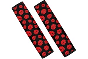 Wanyint Red Kiss Lips Car Seat Belt Cushion Pads Soft Car Accessories SUV Truck Vans Sedans, Sexy Lipstick Comfortable Shoulder Pad Cover, Car Accessories Seatbelt Protector