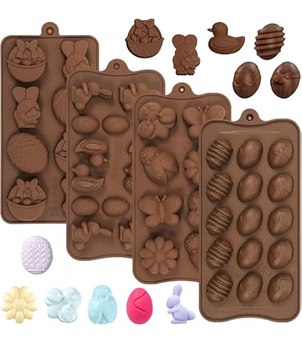 2 Stampo In Silicone Per Cioccolato Pasquale – Forme Di Coniglietto, Anatra E Uovo – Alimentare, Per Dolci E Ghiaccio - 2