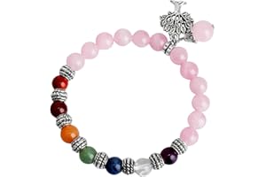 KYEYGWO 8mm Perlen Baum des Lebens Armband,Handgefertigt Natürlicher Edelstein Chakra-Heilung Kristall Elastisches Armband für Frauen
