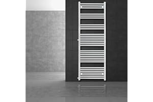 ECD Germany Radiatore Scaldasalviette Termoarredo da Bagno Moderno in Acciaio Bianco Sahara - 600 x 1800 mm - Bianco - dritto con attacco laterale - Scaldasalviette Asciugamani 60x180cm non elettrico