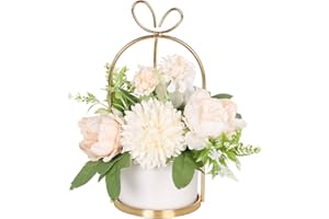 Hobyhoon Künstliche Blumen im Topf, Unechte Deko kunstblumen wie echt Gefälschte Hortensien seidenblumen für Hochzeitsdeko, Tischdeko, Wohnzimmer, Schlafzimmer, Zimmer Deko