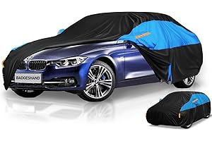 BADGESHAND Car Cover Waterproof All Weather for Automobiles,10 Layers Outdoor Full Exterior Cover Rain Sun UV Snowproof Protection with 2 door Zipper Cotton Mirror Pocket, Fit Sedan Length (185"-193"/470-490 cm)
