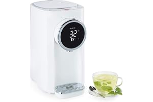 Klarstein Hot Spring Plus Varmvattenautomat, Vattentank: 5 liter, stor LCD-display, Temperaturer: 45-95 °C, Vattentank i rostfritt stål, Torrkörnings- & överhettningsskydd, Barnlås