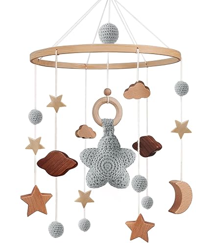 Schlummernder Bär Baby Mobile Mit Holzring Und Sü Produktbild-Vorschau 4