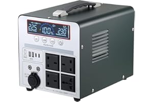 Power Station 1000W/666Wh, Mashine Portable Rechargeable Generator Backup Battery Pack for Camping, RVs, Drones, First Aid and Outdoor Lighting, with 4 AC Outlets