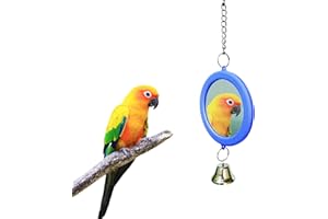 Symphonyw Vogelspiegel mit Glocke, Hanging Swing Wellensittich Interaktives Spielzeug für Sittich Nymphensittiche Kanarienvögel Wellensittich Käfig Zubehör (Blau)