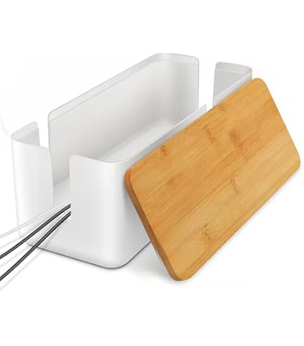 Set Van 2 Kabelbox Hout Van Duurzaam Bamboe, Kabelbox Voor Het Verbergen Van Kabels En Kabels Set Van 2 Kabelbox Hout Van Duurzaam Bamboe, Kabelbox Voor Het Verbergen Van Kabels En Kabels