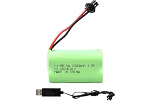 MXJFYY 4.8V 2400mAh NI-MH Rechargeable Battery with SM Plug, AA RC Battery for Remote Controlled Toys, Power Tools, Household Appliances, Construction truck, Dump Truck(Not AAA)