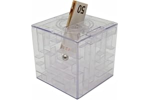 GOODS+GADGETS Money Box with 3D Ball Maze Skill Game Piggy Bank for Money Gifts Geocaching