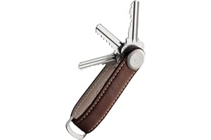 Orbitkey, Premium-Leder-Schlüsselanhänger 2.0 Espresso with Brown Stitching