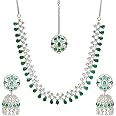 YouBella Jewellery for Women American Diamond Necklace Jewellery Set with Earring and Maang Tikka for Women and Girls