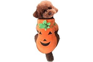 Mogokoyo Dog Cat Halloween Pumpkin Costume,Pet Cosplay Costumes,Puppy Warm Outfits Fleece Hoodie Animal Autumn Winter Clothes (L Size)