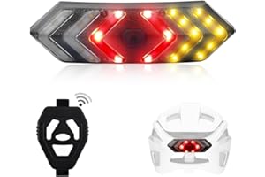 Luz trasera para bicicleta con indicadores de dirección, NIUAWASA USB recargable, indicador de luces 6 modos, mando a distancia inalámbrico de advertencia, luces traseras