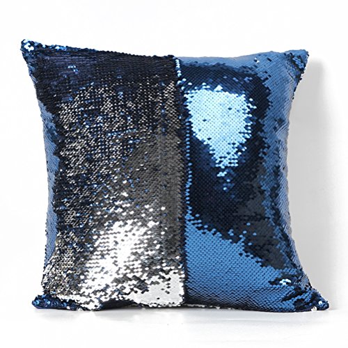 NUOLUX DIY-Two Tone Glitzer Pailletten Wurfkissen Fällen und Abdeckungen Farbwechsel Skala Euro dekorative Hause Kissen Sofa Kissenbezug (blau) - 2