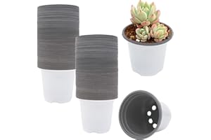 GGOUPTY Plastic Nursery Plant Pots White 100 PCS 3.5 Inch Flower Fruit Vegetable Container for Garden Plant Seed Starting Growing