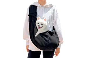 DEANKEJI Traglast 6 kg Hundetragetuch, Tragetuch Katze mit Haken und Seitentaschen, Schwarz Hunde Tasche, für Mitnehmen von Haustieren in den Park, Spaziergängen Oder Einkaufen