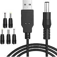 USB to DC Cable,5V Multi-function 1M USB Power Cable with 5.5x2.5mm,4.0x1.7mm, 3.5x1.35mm, 3.0x1.0mm,2.5x0.7mm Connectors for