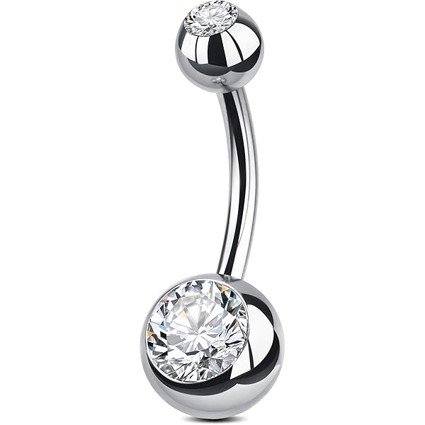 Navelpiercing van echt goud met prong set diamant