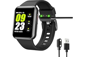 MAIXIANGGUOJI Smart Watch Charger Magnetic Smart Watch Charging Cables 2 pin 2.8mm Compatible with YAMAY SW025 Letsfit ID206 ID205L ID205U ID205S ID216 Umidigi Uwatch SW023 (Black)