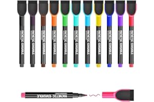 DumanAsen12 Pcs Magnetic Whiteboard Pens with Erase, Fine Point Dry Erase Markers Perfect For Writing on Whiteboards, Dry Erase Boards (Multicolor)
