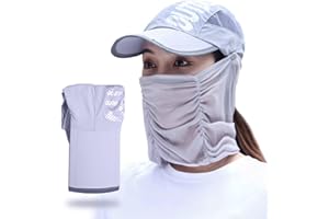 iTGOOS XPOOS Sun Protection Hat Cap with Detachable Face Mask UPF 50+ Folding Fishing Hat UV Protection Fishing Hats for Men & Women for Travel Beach Cycling Camping Grey