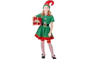 Laurel & Mason Kids Elf Costume, Christmas Elf Fancy Dress Outfit for Boys & Girls, Christmas Cotume for Children Green Red