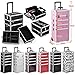 Popamazing Aluminium Beauty Cosmetic Vanity Case Box for Pro Make Up/Nail Art/Travel/Storage (34 x 25 x 72cm, Pink)