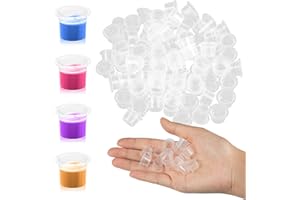 Greoer Tattoo Ink Cups, 100 Pieces Tattoo Ink Pots, Pigment Ink Caps, Ink Cups Disposable, Plastic Ink Containers for Ink Pigment Cups Small Size 8MM