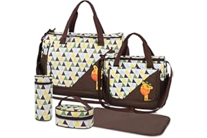 HALOVIE Set di 5 Borsa Mamma Multifunzionale, Borsa Neonato Cambio Pannolino Sacchetto Pannolino per Biberon Viaggio