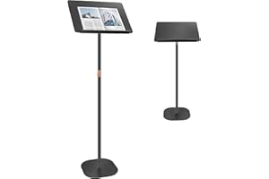 Koretech Podium Stand, Lecterns & Podium, Acrylic Adjustable Angles with Metal Pole and Base, Podium for Church, Weddings, Classroom, Speech, 16'' L x 12'' W x 42.5'' H，Black