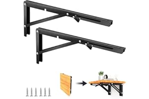 AUAURAINTT 2 Pièces Equerre Pliable, 400 mm Equerre Pliante en Acier Inoxydable avec Vis Pouvant Supporter un Poids de 120 kg, Equerre Etagere Murale pour la Chambre la Salle de Bain la Salle d'Étude le Bureau