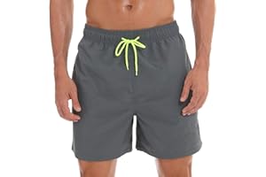 Aisprts Bañador Hombre Bañador Natacion Transpirable de Secado Rápido con 3 Bolsillos Traje de Baño con Forro de Malla y Cordón Ajustable