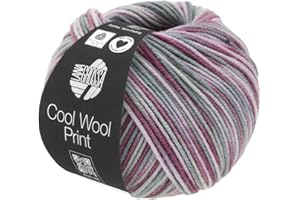 ‎LANA GROSSA LANA GROSSA Cool Wool Print | Extrafeine Merinowolle waschmaschinenfest und filzfrei | Handstrickgarn aus 100% Schurwolle (Merino extrafein) | 50g Wolle zum Stricken & Häkeln | 160m Garn FB 815