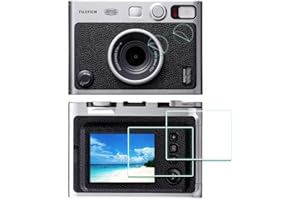 ULBTER Protection Ecran pour Fujifilm Instax Mini EVO Fuji Verre Trempé LCD + PET objectif Flim Protecteur film Accessoires 0,3mm Dureté 9H Anti-Rayure Anti-Trace Anti-Bulle -Lot de 2+2
