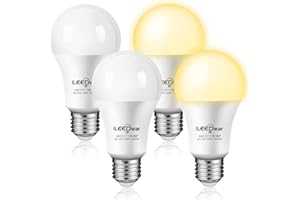 ILEEDear lampadina crepuscolare da esterno 11W, lampadina led e27, con sensore crepuscolare automatico, luce calda 3000K, per Veranda Giardino Porta d'ingresso Corridoio 4 pezzis