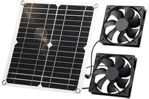 SUNYIMA Kit de panneau solaire de 12 W résistant aux intempéries avec ventilateur CC pour petits poulaillers, serres, abris de jardin, maisons pour animaux domestiques, échappement de fenêtre (double