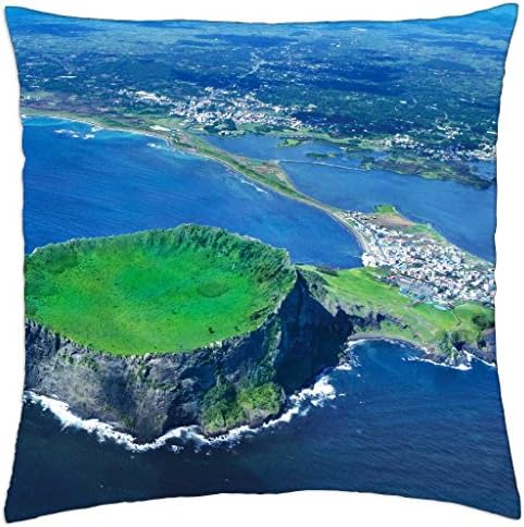 iRocket - Sunrise Peak, Jeju Island - Throw Pillow Cover (16" x 16", 40cm x 40cm)