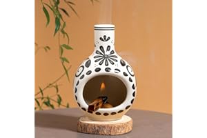 BOOXMIMI Porta Palo Santo Bruciatore Incenso Supporto in Ceramica con Salvia e Coni per Meditazione Oggetti Artigianali per Purificare le Energie Negative Perfetto per Yoga e Regali Originali