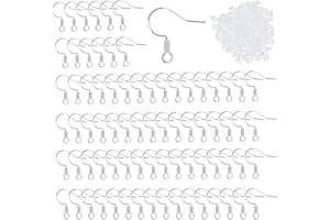 MOLENCO 100 Pezzi Ganci per Orecchini Argento 925, Monachelle per Orecchini, Ganci Orecchini Fai Da Te Anallergici per DIY Orecchino, Creazione di Gioielli, Accessori per Orecchino(Argento)