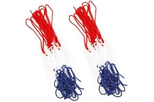 Georgie Porgy 2 Pezzi di Rete da Basket di Ricambio Rete da Basket per Carichi Pesanti per Giochi Sportivi Interni per la Scuola Materna Dell'ufficio Adatta per Canestro da Basket da 32 cm, 8 Anelli