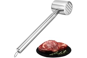 Gowkeey Fleischklopfer Edelstahl 304, Doppelseitiger Fleischklopfer, Fleischhammer, Meat Tenderizer, Schnitzelklopfer, für Steak, Schnitzel, Rindfleisch, Huhn, Schwein, Spülmaschinengeeignet
