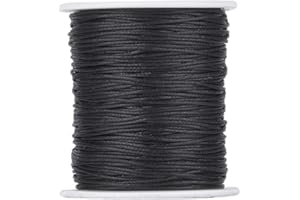 PH PANDAHALL PandaHall, Cordoncino in cotone cerato, 100 m/ rotolo di corda di cotone intrecciato da 1 mm per la creazione di gioielli fai da te (nero)