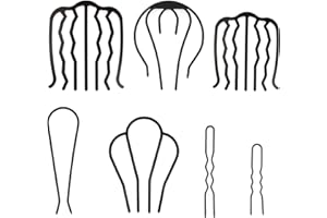 Anseom 7 Stück Metall Haare Seitenkamm Schwarz Metall Haare Steckkamm mit Zähne Metall Haarkamm für Frisur Styling Frauen und Mädchen
