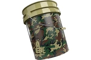 Magic Bucket | Seau de Lavage pour Voiture Lavage à la Main Camouflage Vert | 5 US GALLONS env. 20 litres | Compatible avec Grit Guard, Detail Guardz Dirt Lock, Gamma Lids Couvercle